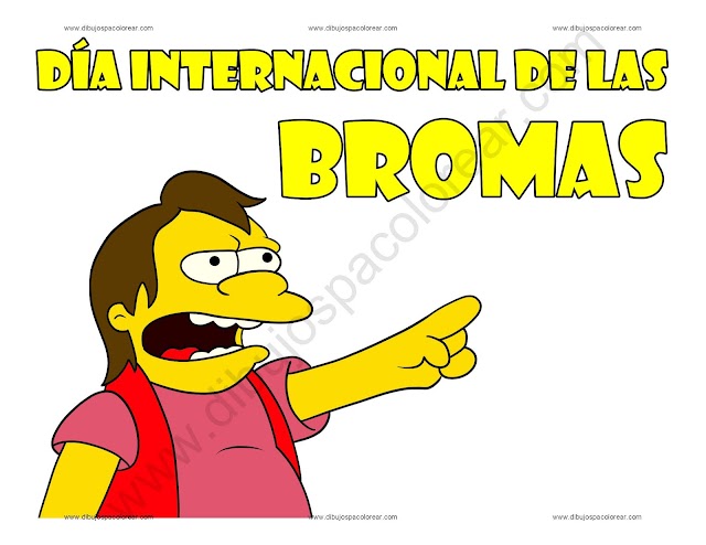 Día internacional de las bromas dibujo a color y para colorear